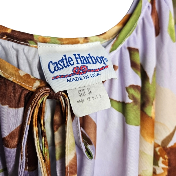 Vintage Castle Harbor muumuu lilac Hawaiin Dress flowers Sz 3X - Picture 2 of 5